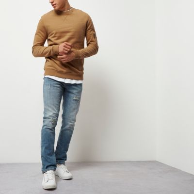 Light brown zip sleeve sweatshirt
